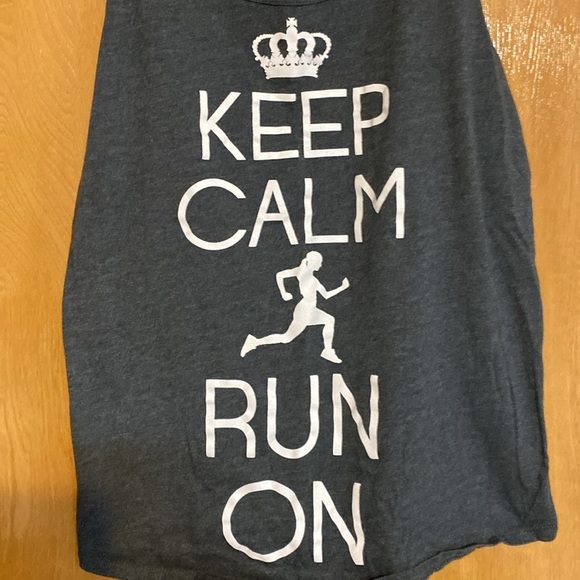Keep Calm Run On women’s tank top gray graphic tee large Gear Up Apparel - Picture 2 of 6
